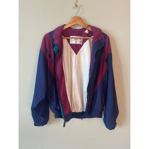 Vintage Tourney Gore- Tex Navy/ Purple Bomber Jacket Womens Sz. Medium Geometric - Picture 8 of 9